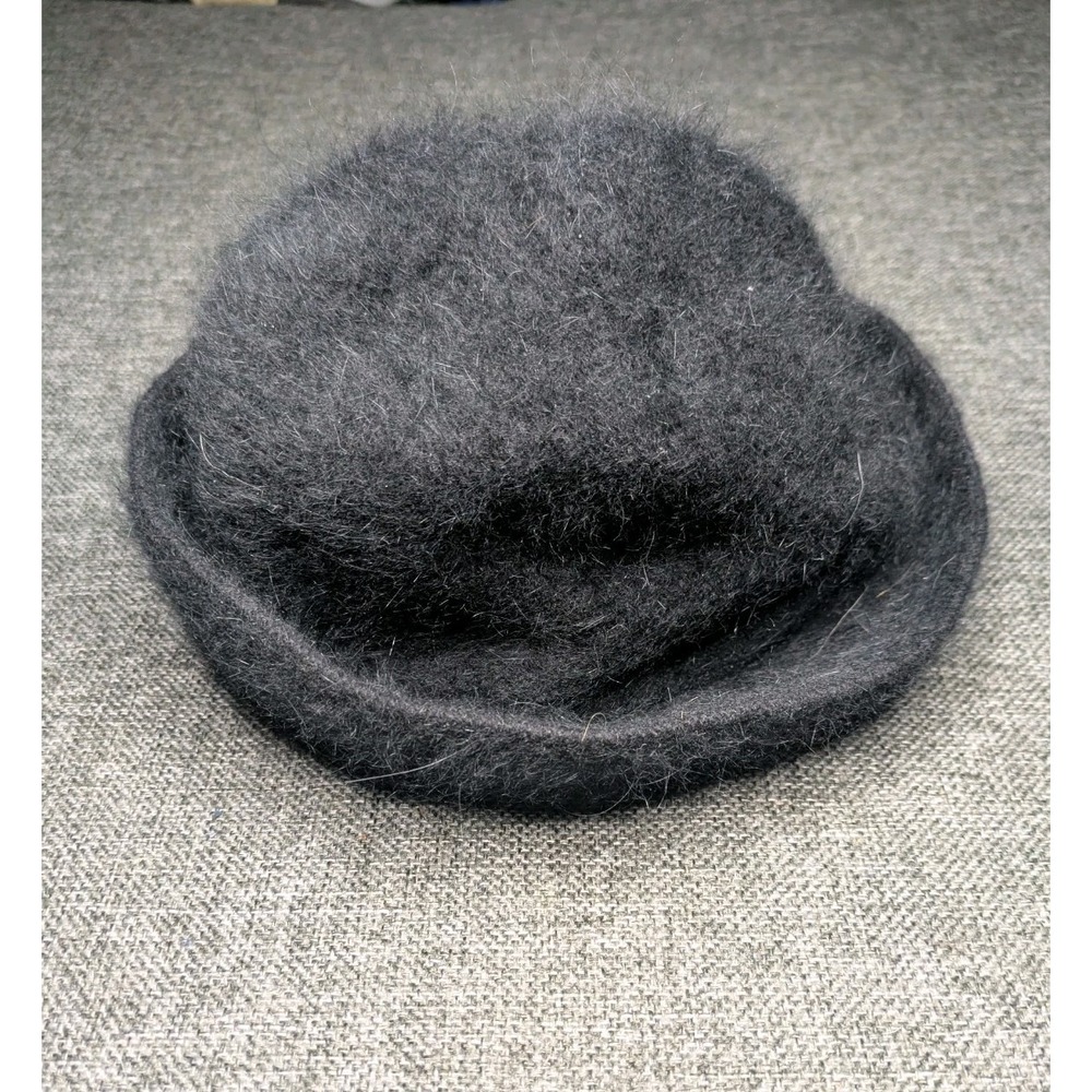 Vintage Betmar Angora Rabbit Hair & Wool Newsboy Cap Dark Gray Fuzzy Hat OS